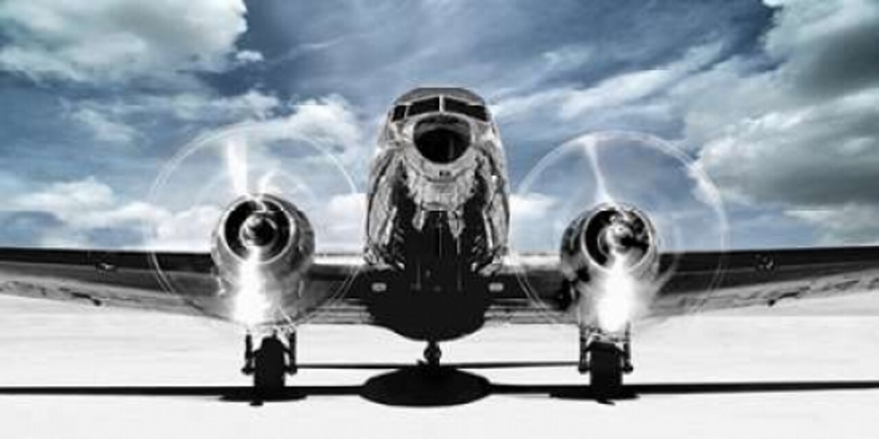 Airplaine taking off in a blue sky Poster Print by Gasoline Images - Item # VARPDX2AP3222